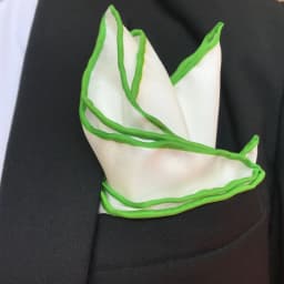 Natural Mulberry Silk 34cm White Handkerchiefs Hand Rolled Hem Pocket Squares for Men BLACK RED GREEN Colorful Edge Banding