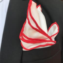 Natural Mulberry Silk 34cm White Handkerchiefs Hand Rolled Hem Pocket Squares for Men BLACK RED GREEN Colorful Edge Banding