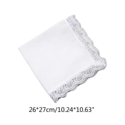 26x27cm Men Women Cotton Handkerchiefs Solid White Hankies Pocket Lace Trim Towel Diy Painting Handkerchiefs for Woman