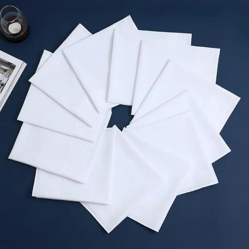 Hot Sale 6/12Pcs Men's Pure White Handkerchiefs Women's Plain Handkerchiefs Pure Cotton Handkerchiefs Flap Pocket Pants Scarf