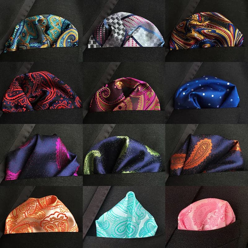 30 Colors 25*25cm Men's Business Suits Pocket Square Handkerchiefs for Wedding Fashion Paisley Dot Hankies Mens Pocket Towel