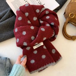 Korean Style Lazy Polka Dot Double Sided Woolen Scarf Women's Winter Warm Neck Warmer Long Rectangle Shawl Versatile Fashion ...