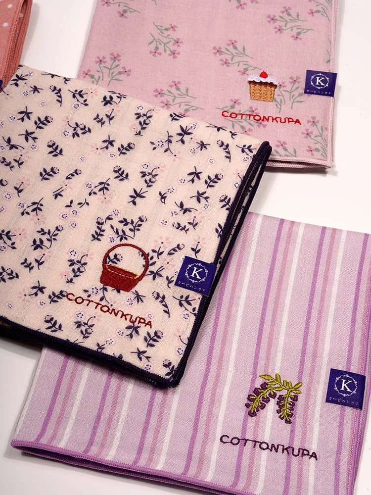 Coolpa 28cm Double Layer Cotton Sweat Absorbent Handkerchief Japanese Craft Embroidery Print for Wiping Sweat Portable Tissue