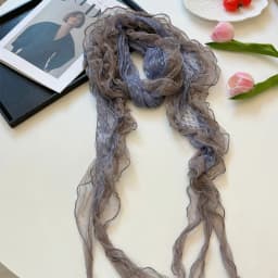 Spring Summer Fashionable Vintage Long Thin Silk Scarf Women's Neck Warmer Lightweight Breathable Folded Versatile Headscarf