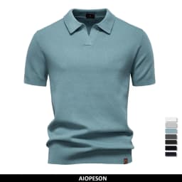 AIOPESON Men's Summer Breathable Polo Shirt Short Sleeve Solid Color Casual Polo Shirts for Men Lightweight Stretch Polo 