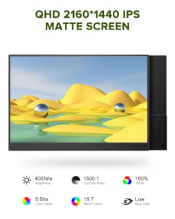 UPERFECT 14" 2K Portable Monitor 2160*1440 QHD External Display with Dual Speakers HDR FreeSync Second Screen for Laptop PC