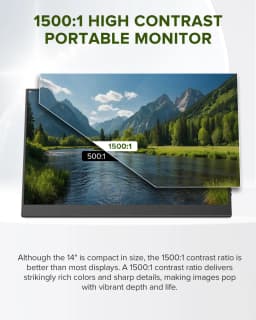 UPERFECT 14" 2K Portable Monitor 2160*1440 QHD External Display with Dual Speakers HDR FreeSync Second Screen for Laptop PC