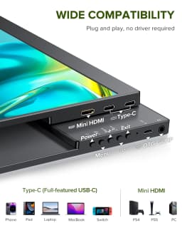 UPERFECT 14" 2K Portable Monitor 2160*1440 QHD External Display with Dual Speakers HDR FreeSync Second Screen for Laptop PC