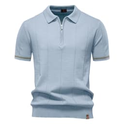 AIOPESON Men's Solid Color Sport Zipper Polo Shirt Athletic Social Polo Shirts for Men Office Slim Fit Polo