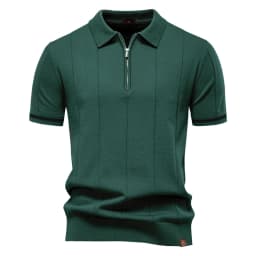 AIOPESON Men's Solid Color Sport Zipper Polo Shirt Athletic Social Polo Shirts for Men Office Slim Fit Polo