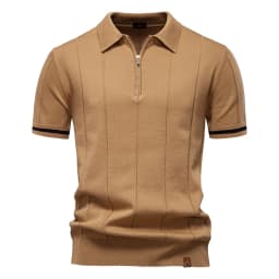 AIOPESON Men's Solid Color Sport Zipper Polo Shirt Athletic Social Polo Shirts for Men Office Slim Fit Polo