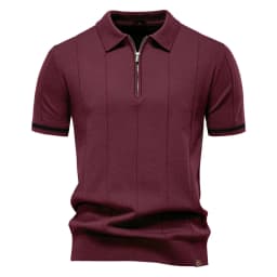 AIOPESON Men's Solid Color Sport Zipper Polo Shirt Athletic Social Polo Shirts for Men Office Slim Fit Polo