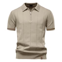 AIOPESON Men's Solid Color Sport Zipper Polo Shirt Athletic Social Polo Shirts for Men Office Slim Fit Polo