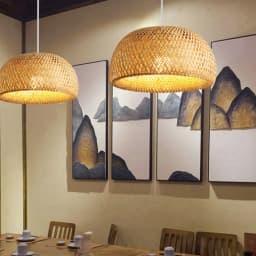 Bamboo Lantern 26cm Pendant Lamp Natural Rattan Wicker E27 LED Chandeliers Hand-Woven Lampshades Lighting Fixture Hanging Light
