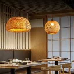 Bamboo Lantern 26cm Pendant Lamp Natural Rattan Wicker E27 LED Chandeliers Hand-Woven Lampshades Lighting Fixture Hanging Light