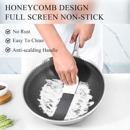 28 30 cm Wok Pan Hybrid Nonstick Frying Pan with Glass Lid Non-toxic 316 Stainless Steel Sauté Pan Skillet Deep Woks Pan JT559