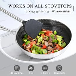 28 30 cm Wok Pan Hybrid Nonstick Frying Pan with Glass Lid Non-toxic 316 Stainless Steel Sauté Pan Skillet Deep Woks Pan JT559