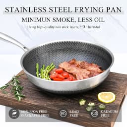 28 30 cm Wok Pan Hybrid Nonstick Frying Pan with Glass Lid Non-toxic 316 Stainless Steel Sauté Pan Skillet Deep Woks Pan JT559