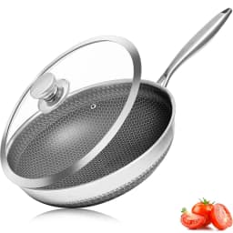 28 30 cm Wok Pan Hybrid Nonstick Frying Pan with Glass Lid Non-toxic 316 Stainless Steel Sauté Pan Skillet Deep Woks Pan JT559