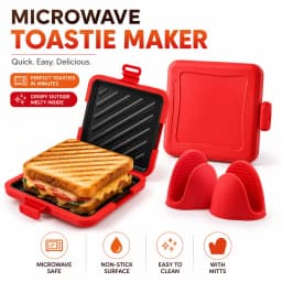 Microwave Sandwich Maker Non Stick Toastie Grill Pan With Silicone Mitts Removable Baking Plates For Fast Breakfast