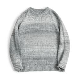 Maden Men's Vintage Gradient Stripe Sweater Round Neck Blended Knitted Pullover Warm Base-layer knitwear for Autumn and Winter