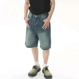 IEFB Summer Men's Casual Jeans Shorts Loose Mid High Waist Fashion Knee Lenght Denim Short Pants Vintage Male New Korean 9A8588