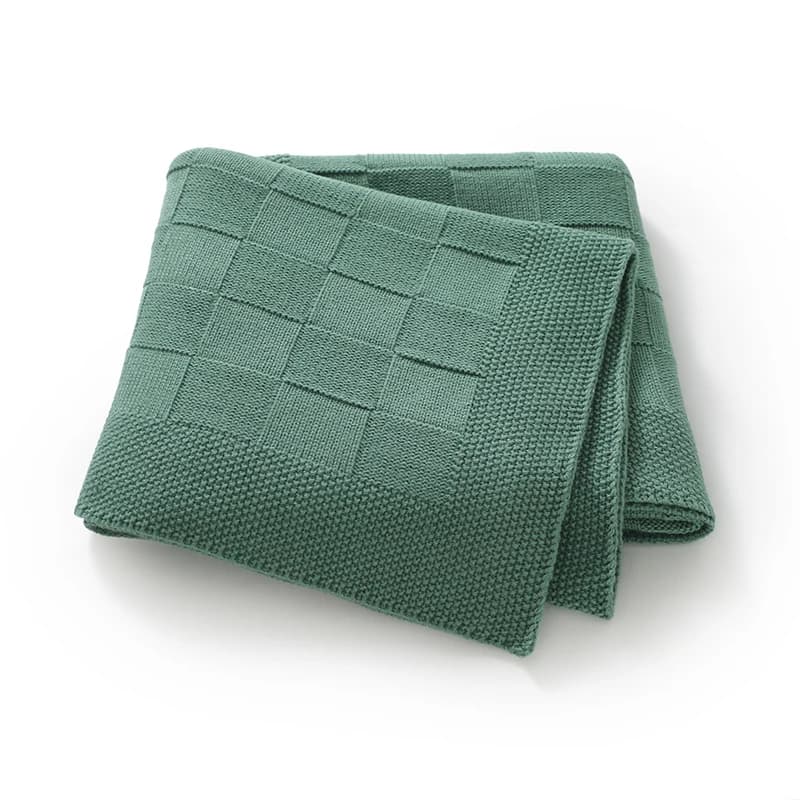 Knitted Baby Blanket Plaid 100*80cm Newborn Boys Girls Green Stroller Basket Nap Sleeping Covers Breathable Infant Receving Crib