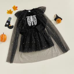 Toddler Baby Girl Halloween Costume Spider Witch Black Dress Long Sleeve Orange Tulle Tutu Skirt Cute Fall Halloween Clothes