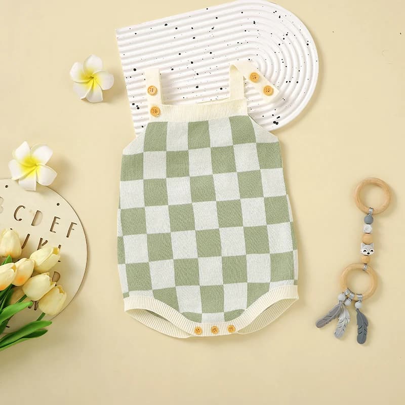 Infant Bodysuits Clothes 0-18m Plaid Pattern Newborn Boys Girls Casual Sleeveless Onesie Body Coverall Toddler Outfits One Piece