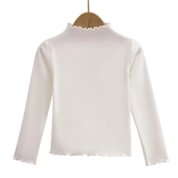 Autumn-Winter Girls Long Sleeve Solid Color T-Shirt with Ruffle Collar Girls Fashionable Comfortable Everyday Wear T-Shirt