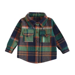 FOCUSNORM 0-4Y Toddler Kids Boys Girls Wool Jackets 3 Colors Long Sleeve Plaid Print Flannel Button Down Shirts Coats