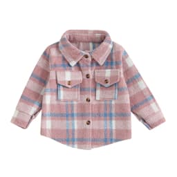 FOCUSNORM 0-4Y Toddler Kids Boys Girls Wool Jackets 3 Colors Long Sleeve Plaid Print Flannel Button Down Shirts Coats