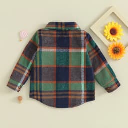 FOCUSNORM 0-4Y Toddler Kids Boys Girls Wool Jackets 3 Colors Long Sleeve Plaid Print Flannel Button Down Shirts Coats