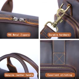 S.WORKER Vintage Genuine Leather Travel Bag Crazy Horse Cowhide Leather Duffel Bag Men's Weekender Bag Gym Bag Carry on Luggage