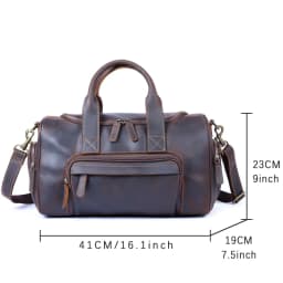 S.WORKER Vintage Genuine Leather Travel Bag Crazy Horse Cowhide Leather Duffel Bag Men's Weekender Bag Gym Bag Carry on Luggage