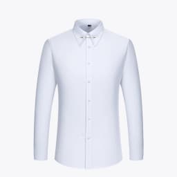 Embroidered French Cufflinks Men's Long-Sleeve Shirt with Collar Pins, Big Collar Dress Shirt for Business Formal Wear, Gentlema