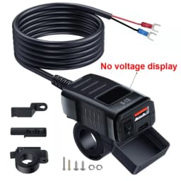 Motorcycle Vehicle-Mounted Charger Waterproof Adapter 12V-24V Phone USB PD Ports Quick Charge 3.0 With Switch Digital Voltmeter