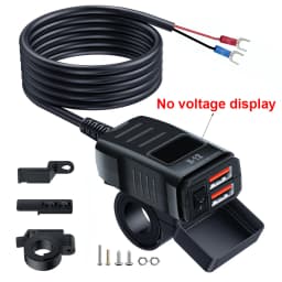 Motorcycle Vehicle-Mounted Charger Waterproof Adapter 12V-24V Phone USB PD Ports Quick Charge 3.0 With Switch Digital Voltmeter