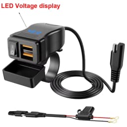 Motorcycle Vehicle-Mounted Charger Waterproof Adapter 12V-24V Phone USB PD Ports Quick Charge 3.0 With Switch Digital Voltmeter