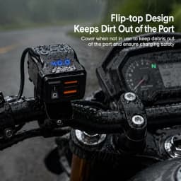 Dual QC3.0 Motorcycle USB Fast Charger Supports 12V-40V Power Supply Adapter Socket Connector with Switch LED Voltmeter Display