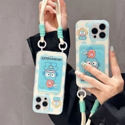 Hangyodon Fish Card Holder Cartoon Phone Case for iPhone 17 Pro Max 16E 14 15 Plus 13 Mini 11 12 Pro X XS XR 7 8 SE With Lanyard