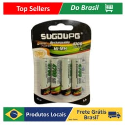 Pilha AA Sugdupg – Recarregável 4700mAh, Kit com 4 Unidades para Dispositivos Eletrônicos