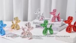 ERMAKOVA 11cm/4.3inch Creative Balloon Dog Abstract Ceramic Ornament Sculpture Figurine Statue Home Office Decoration Gift