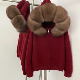 OFTBUY New Fashion Autumn Winter Casual Hooded Real Fox Fur Collar Fashion Short Knitted Jacket with Natural Fur Coat for Women