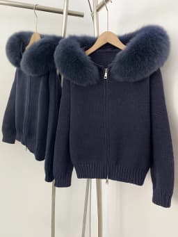 OFTBUY New Fashion Autumn Winter Casual Hooded Real Fox Fur Collar Fashion Short Knitted Jacket with Natural Fur Coat for Women