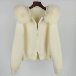 OFTBUY New Fashion Autumn Winter Casual Hooded Real Fox Fur Collar Fashion Short Knitted Jacket with Natural Fur Coat for Women