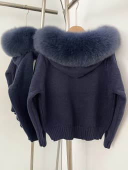 OFTBUY New Fashion Autumn Winter Casual Hooded Real Fox Fur Collar Fashion Short Knitted Jacket with Natural Fur Coat for Women