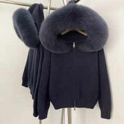 OFTBUY New Fashion Autumn Winter Casual Hooded Real Fox Fur Collar Fashion Short Knitted Jacket with Natural Fur Coat for Women