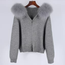 OFTBUY New Fashion Autumn Winter Casual Hooded Real Fox Fur Collar Fashion Short Knitted Jacket with Natural Fur Coat for Women