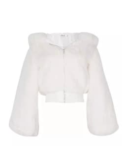 Women's Short Rabbit Fur Jacket Thickened Cotton Coat Hooded Sweatshirt Autumn Winter Fashion Outerwear Standard Fit Zipper C...